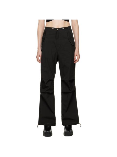 Black Toggle Parachute Trousers