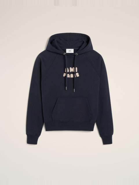 AMI Paris NAVY COTTON HOODIE WITH AMI PARIS PATCH