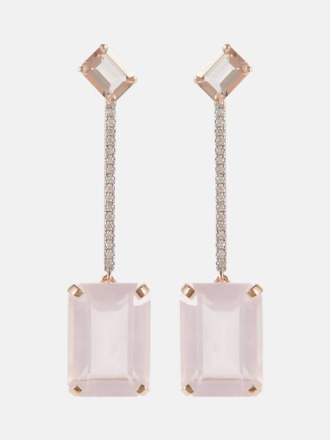 MATEO 14kt gold earrings with morganite, quartz and diamonds