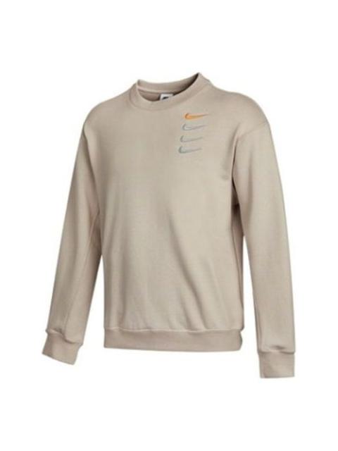 Nike Nike French Terry Swoosh Embroidered Round Neck Sports Pullover Couple Style light grey DB9408-277