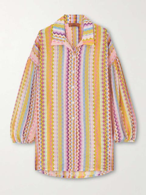 Mare striped cotton and silk-blend coverup
