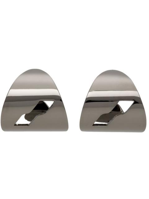 We11done Gunmetal Logo Motif Earrings
