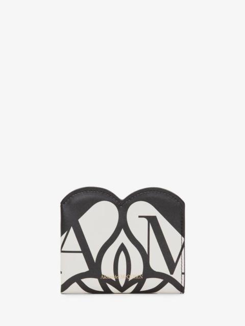 Alexander McQueen Seal Logo Card Wallet in Ivory/black