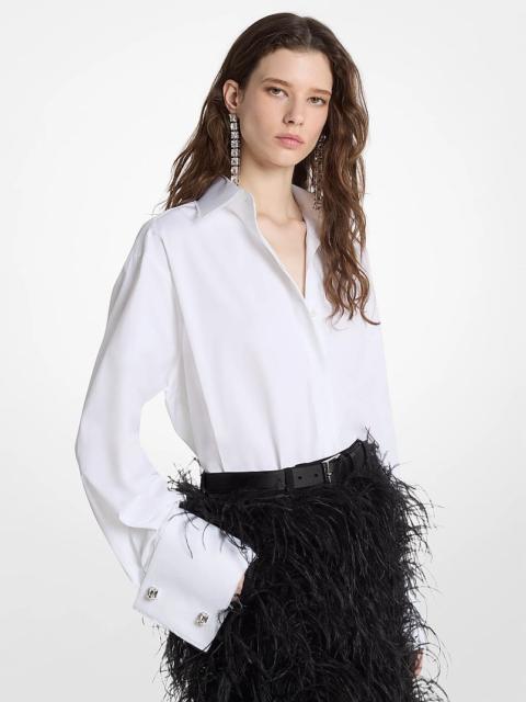 MICHAEL KORS COLLECTION Frayed Cotton Poplin French Cuff Shirt