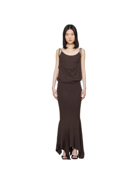 THE ATTICO Brown Layered Midi Dress