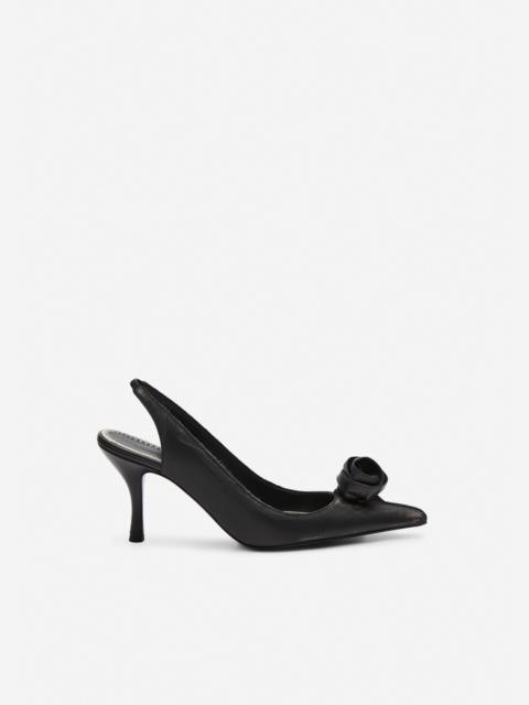 MAGDA BUTRYM Rose slingback pumps in black leather