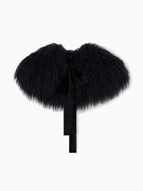 EMPORIO ARMANI CURLY MONGOLIAN LAMB FUR COLLAR