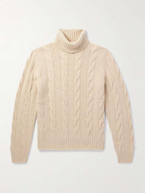 Loro Piana Napier Cable-Knit Cashmere Rollneck Sweater