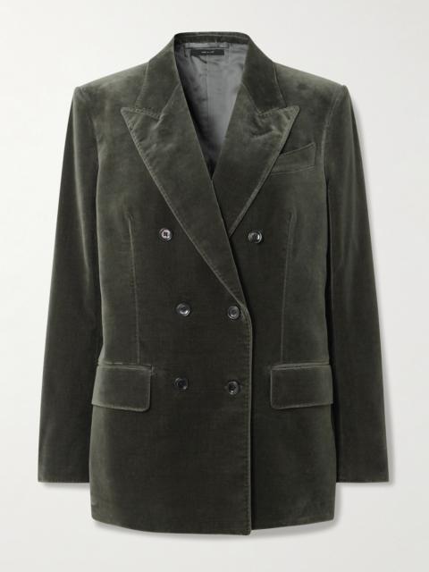 TOM FORD Double-breasted Cotton-blend Velvet Blazer