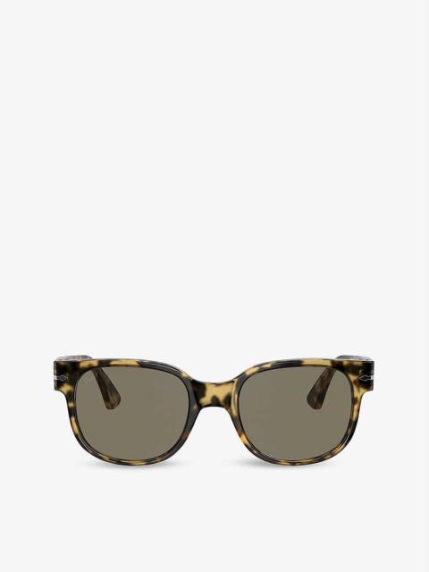 PO3257S 51 tortoiseshell-print acetate square sunglasses