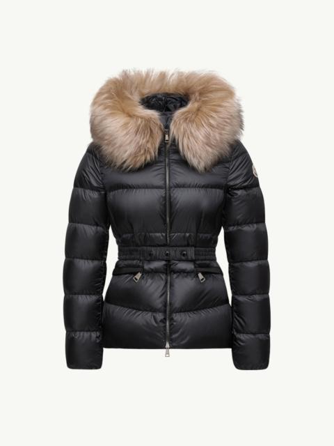 Moncler Boed Hooded Shearling-Trimmed Short Down Jacket