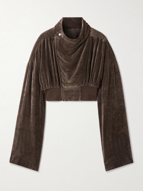 Rick Owens Cropped Gathered Velvet Jacket
