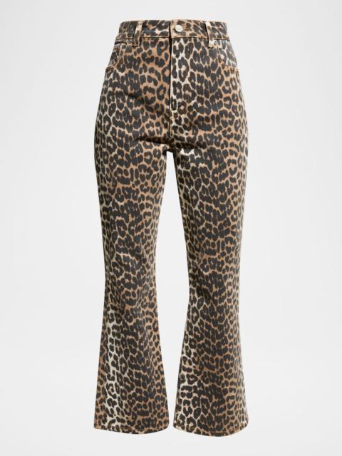 GANNI Betzy Leopard Cropped Bootcut Jeans