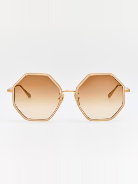 LINDA FARROW Coraline Sunglasses in Matt Champagne and Mocha