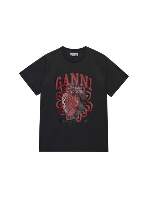 GANNI graphic-print organic-cotton T-shirt