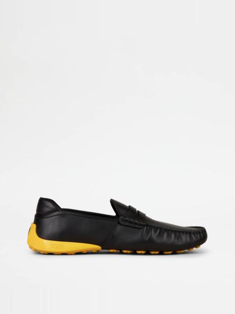 LOAFERS IN LEATHER - BLACK, YELLOW