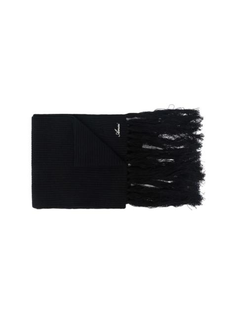 AMIRI embroidered-logo fringed cashmere scarf