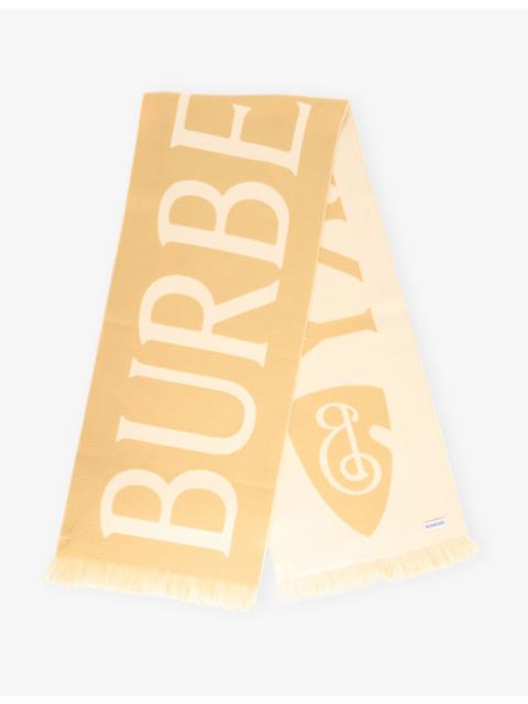 Burberry Football Brand-Print Wool Scarf