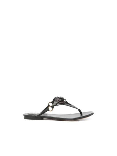 Isabel Marant Elato leather flowers-detail flat sandals