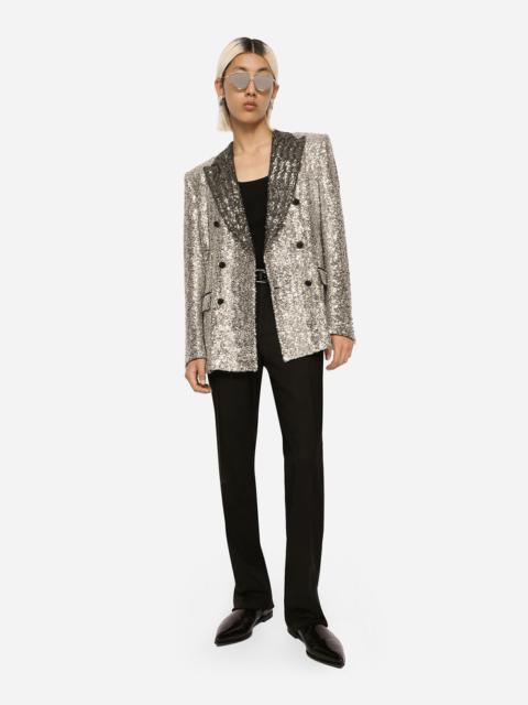 Double-breasted sequined Sicilia-fit jacket