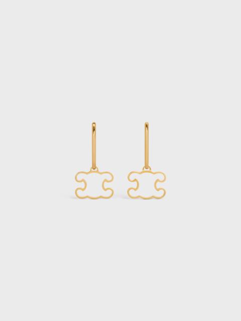CELINE Triomphe Frame Earrings in Brass with Gold Finish