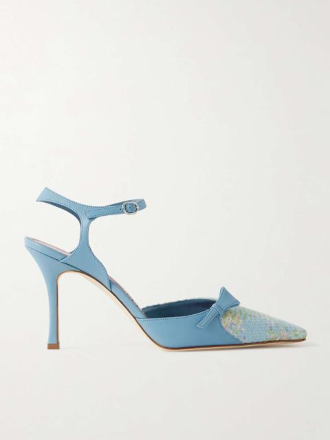 Limor 90 leather and woven pumps Blue