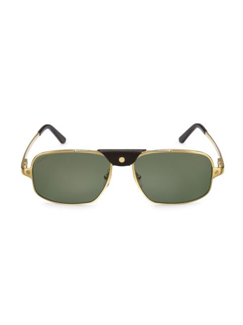 Cartier Men's Santos 60MM Rectangular Sunglasses - Gold Black