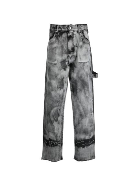 bleached-effect high-waisted jeans
