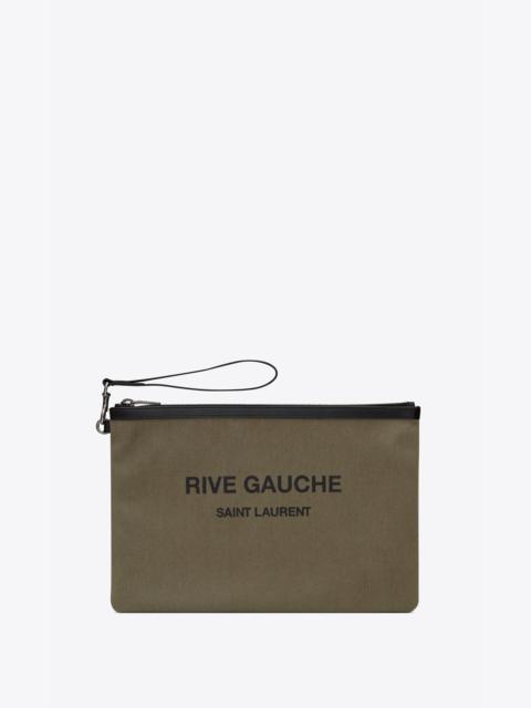 SAINT LAURENT rive gauche zippered pouch in cotton canvas