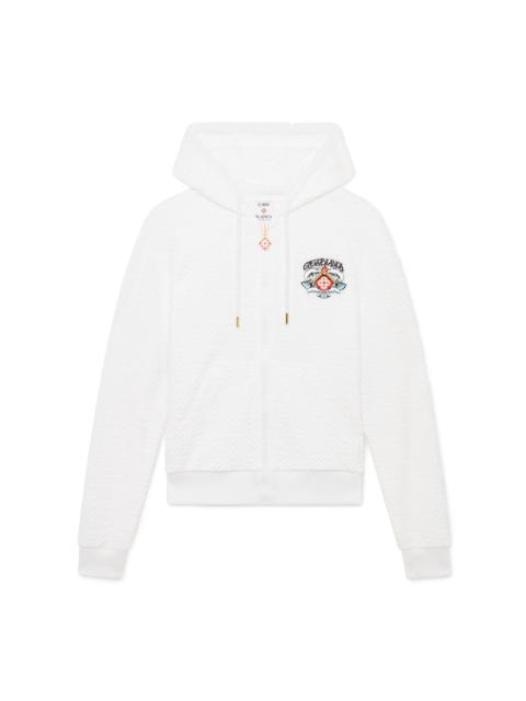 CASABLANCA Waves Monogram Towelling Zip-Up Hooded Sweatshirt