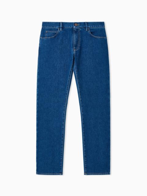 GIORGIO ARMANI Five-pocket, regular-fit, stretch-cotton denim trousers