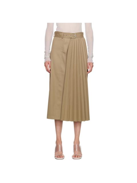 LVIR Tan Belted Midi Skirt