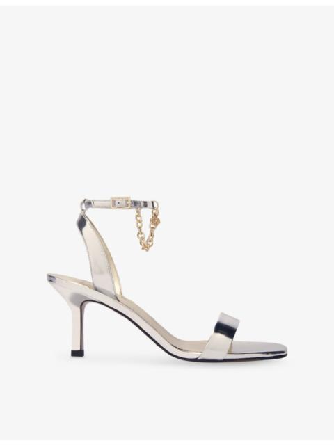 maje Chain-Embellished Metallic-Leather Heeled Sandals