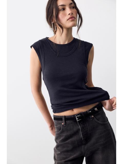 FREE PEOPLE We The Free Tinsley Twofer Short Sleeve Top