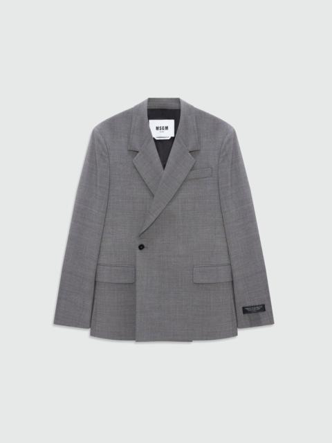 MSGM Grey melange double-breasted wool jacket with single-button