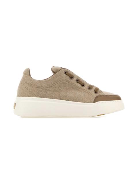 Max Mara Dove Grey Cashmere And Leather Maxi Sneakers