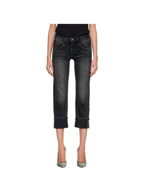 R13 Black Cuffed Boy Straight Jeans