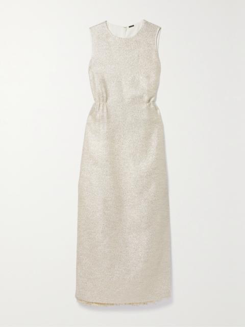 ADAM LIPPES Fringed Metallic Tweed Maxi Dress