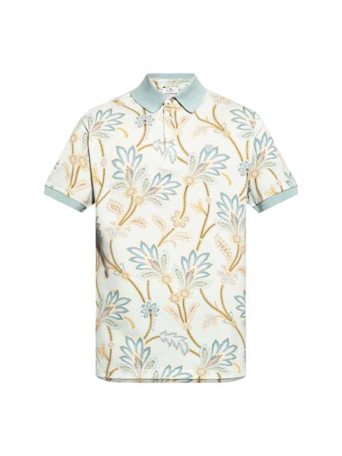 floral-print cotton polo shirt