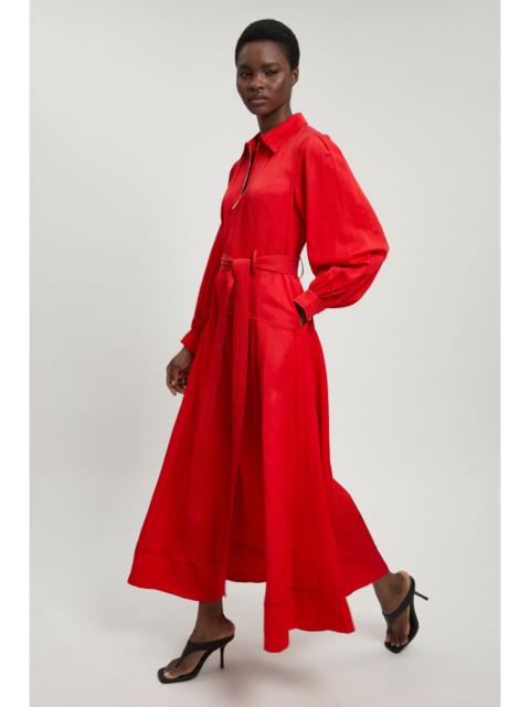 KAREN MILLEN Premium Linen Twill Topstitch Woven Maxi Dress