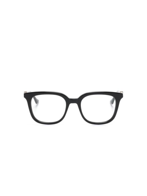 Web-stripe square-frame glasses