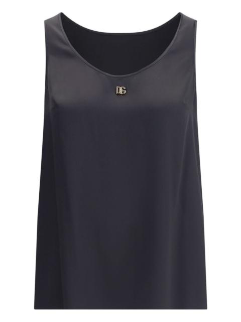 Dolce & Gabbana logo-plaque silk top