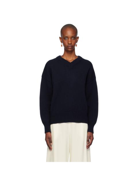 &DAUGHTER Navy Balla Slouch V-Neck Sweater