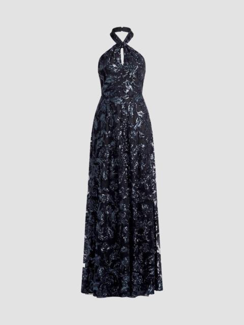 Dress The Population Women's Manon Halterneck Gown - Black Multi