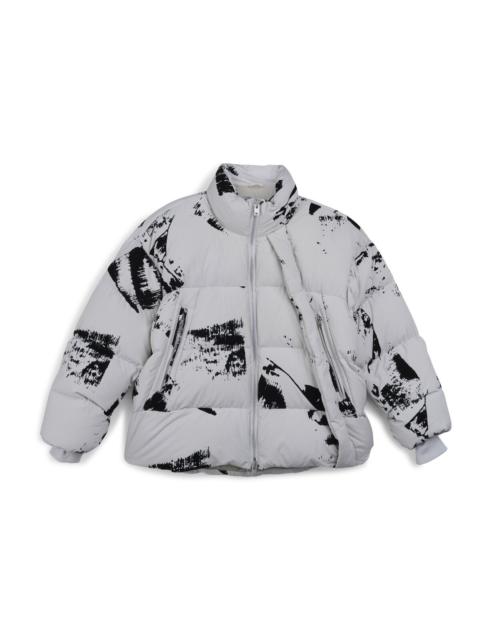 Y-3 Graphic Flock Puffer Jacket in Black / white