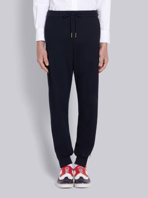Thom Browne Navy Cotton Interlocking RWB Stripe Track Pants