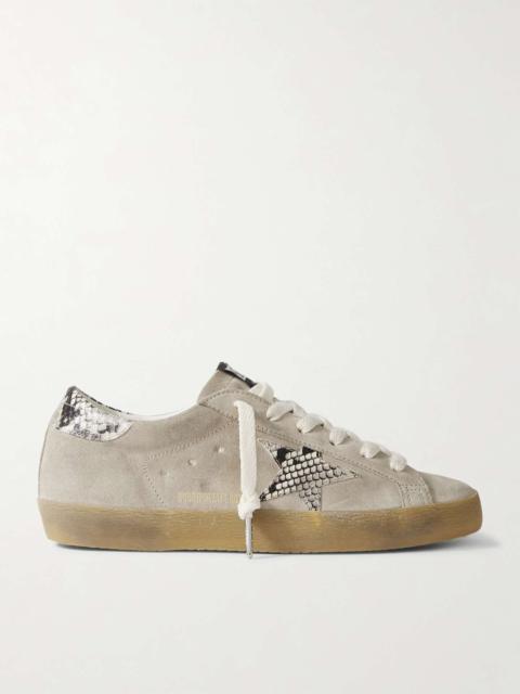 Super-Star snake-effect leather-trimmed suede sneakers