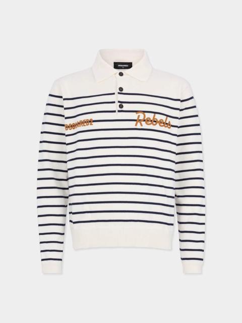 DSQUARED2 STRIPED LONG SLEEVES POLO