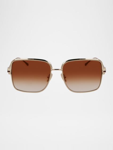 FERRAGAMO Gancino Square Metal Sunglasses