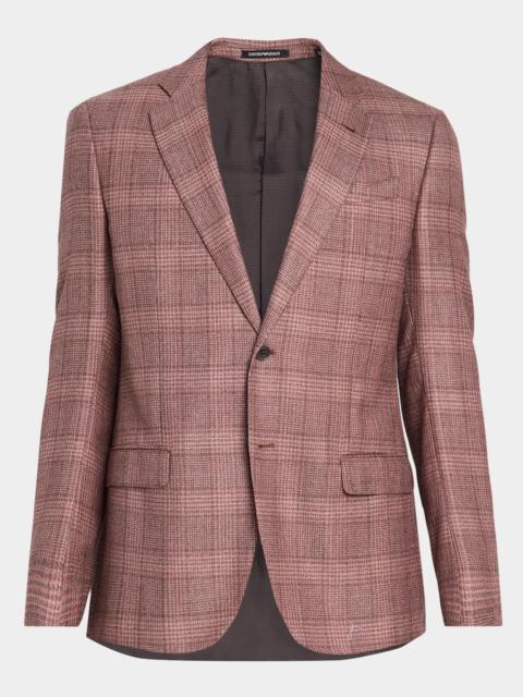 EMPORIO ARMANI Men's Wool and Silk Plaid Single-Breasted Sport Coat